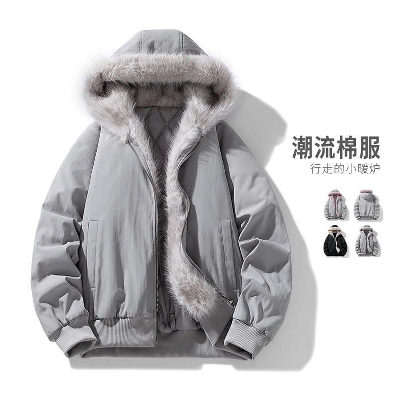 毛领座山雕棉服男2025冬季加厚夹克短款解构棉衣外套MY2524-P95图片