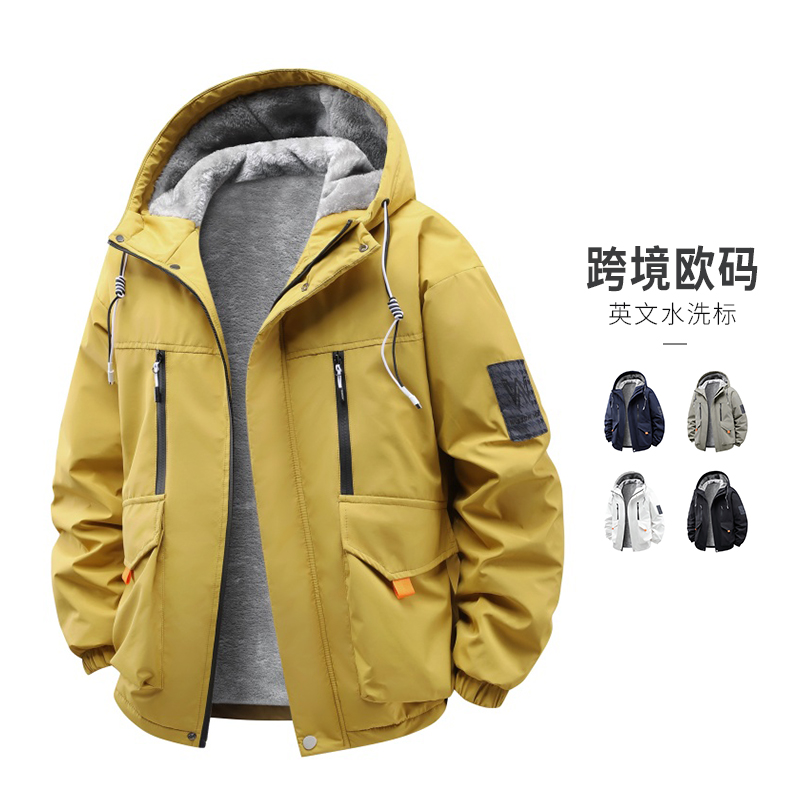 2025冬季外套男加绒加厚潮牌夹克男连帽宽松保暖棉服KJ8691-P90，男装夹克，星座610（原A335）