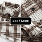美式潮流格子长袖衬衫2025秋季外套街头百搭休闲衬衣Q5570-特P42，男装衬衫，星座610（原A335）