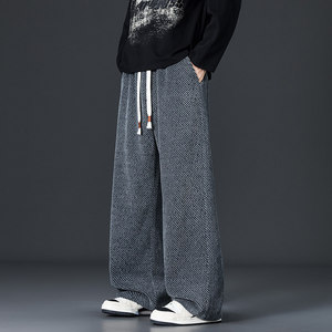 秋季美式复古高级斜条肌理感休闲长裤男宽松阔腿裤Q29139-特P35，男装休闲裤，星座610（原A335）