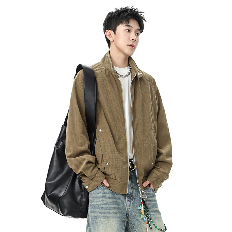 2025新款拉链秋季男外套夹克百搭美式潮流翻领夹克Q5563-P68,男装夹克,星座610（原A335）