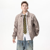 男2025新款仿牛仔夹克宽松潮流翻领休闲痞帅复古外套Q5559-P75，男装夹克，星座610（原A335）