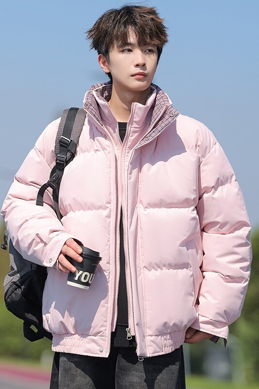 格子拼接假两件棉服男冬季潮牌加厚保暖面包服棉衣MY2515-P85,男装棉衣,星座610（原A335）