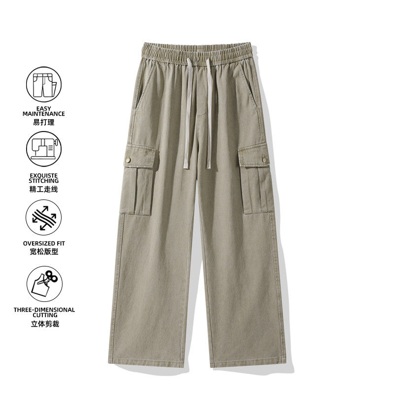 2026工装裤男士春季宽松直筒复古水洗阔腿休闲裤Z9995-P55，男装工装外套，星座610（原A335）