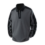 半拉链男秋季新款美式宽松撞色翻领Polo衫男款长袖Q5571-特P42，男装Polo衫，星座610（原A335）