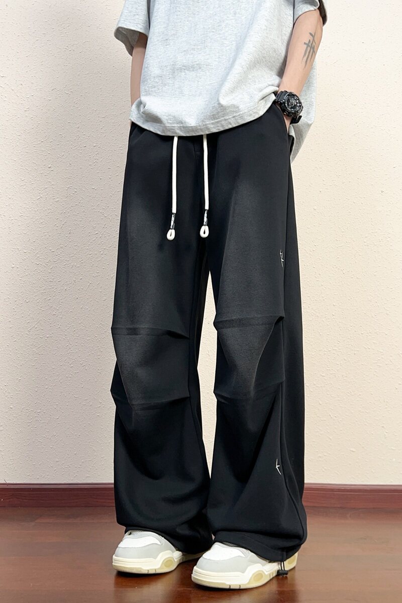 潮流直筒休闲裤男春季新款宽松百搭痞帅垂感阔腿运动裤K2708-P52图片