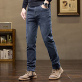 高端牛仔裤男装微弹修身直筒秋冬款复古水洗百搭休闲长裤K878-P50，男装牛仔裤，星座610（原A335）