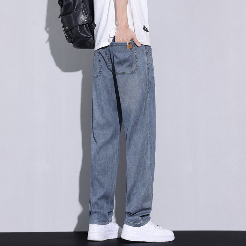 夏季天丝薄款牛仔裤男休闲时尚百搭韩版垂坠感阔腿裤K797-P52，商品下架区商品下架区，电商A335