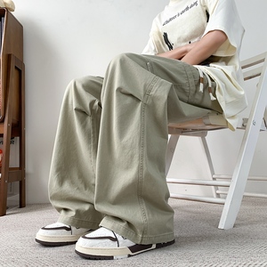 春季青少年纯棉工装裤子男春夏宽松薄款潮流百搭休闲裤K2715-P50,男装休闲裤,电商A335