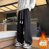 休闲裤子男士冬季潮牌新款直筒裤男生加绒阔腿长裤JR29190-P45，男装卫衣，星座610（原A335）