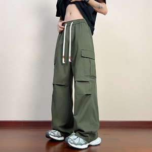 春夏新款美式休闲裤男纯棉简约痞帅工装百搭宽松直筒裤K2713-P52图片