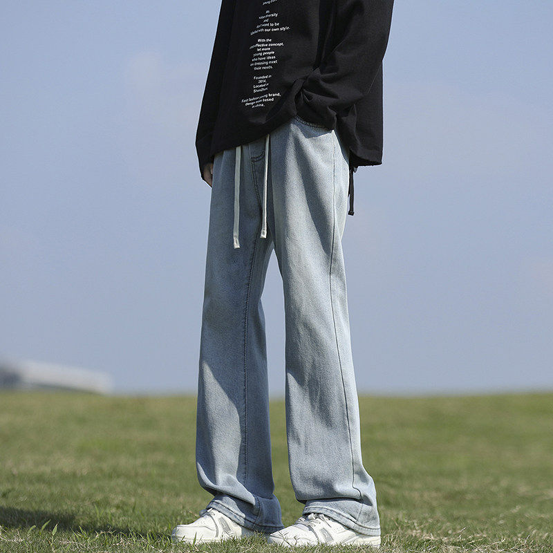 男士微喇牛仔裤秋冬美式高街痞帅直筒修身休闲长裤K1931-P45，男装牛仔裤，星座610（原A335）