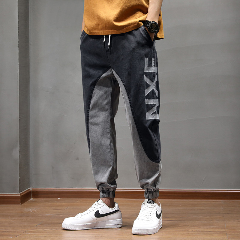 2022大码微弹牛仔裤男春夏季薄款宽松型男流行ins哈伦裤K8630-P50图片
