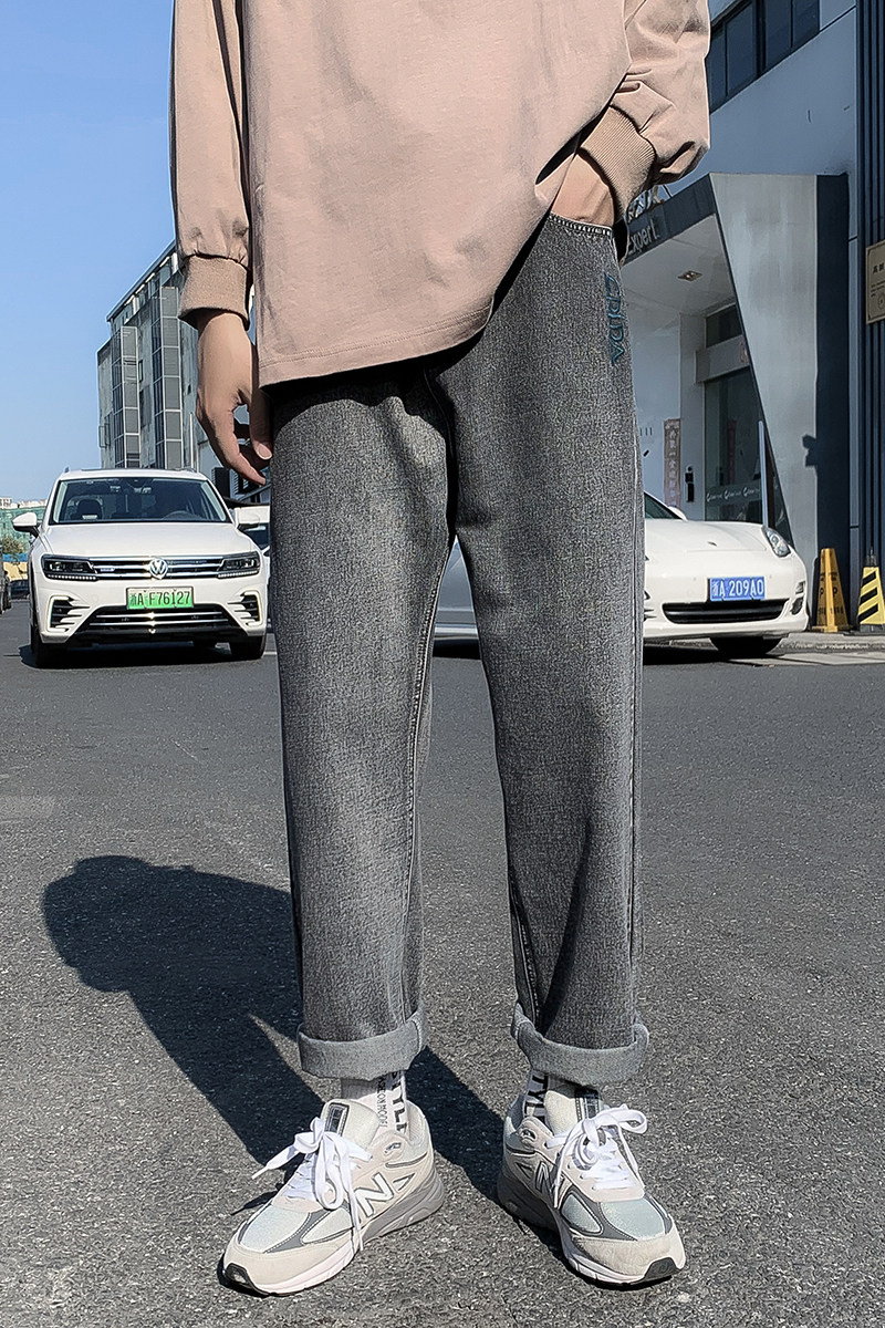 2020加绒牛仔裤男青春流行宽松加厚束脚长裤秋冬款K8006-P50,男装牛仔裤,星座610（原A335）
