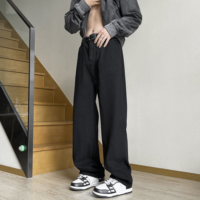 港风秋冬新款牛仔裤男宽松直筒潮牌ins拖地学生阔腿裤子TS112-P45，男装牛仔裤，星座610（原A335）