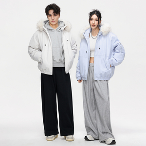 美式毛领连帽棉服男款2025冬季加厚保暖棉衣外套MY2525-P100图片