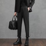 春季毛呢裤子男韩版九分小西裤修身加厚松紧腰休闲裤CY86-P48，男装西裤，星座610（原A335）