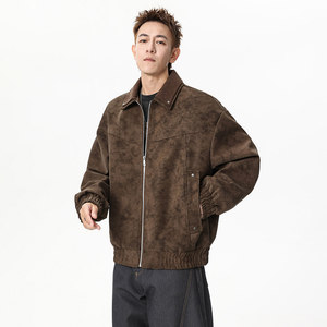 美式复古潮流pu皮外套2025男款宽松休闲翻领痞帅夹克Q5550-P75，男装夹克，星座610（原A335）