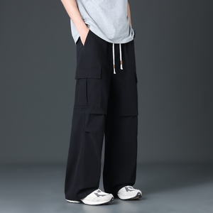 春夏新款纯棉工装裤子男士时尚高街潮牌宽松直筒休闲裤K2713-P52图片