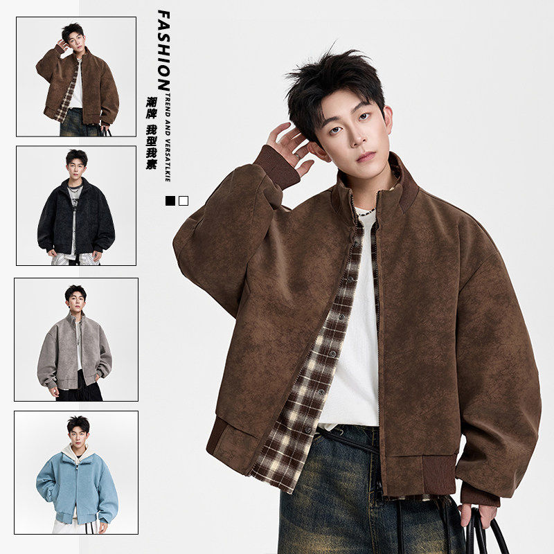 秋季美式复古长袖夹克男士2025新款休闲百搭立领外套JS5601-P85，男装夹克，星座610（原A335）