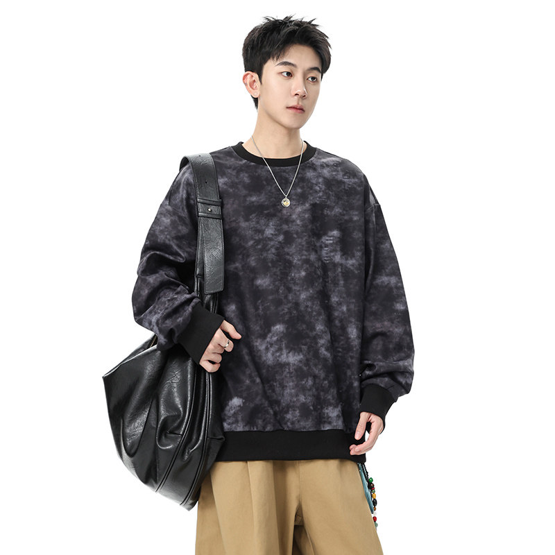 扎染卫衣男2025秋季新款美式复古潮牌百搭重磅痞帅Q5569-特P42，男装卫衣，星座610（原A335）