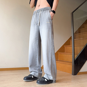 牛仔裤男2025春季新款男装微喇叭阔腿裤宽松复古休闲裤K8102-P45图片