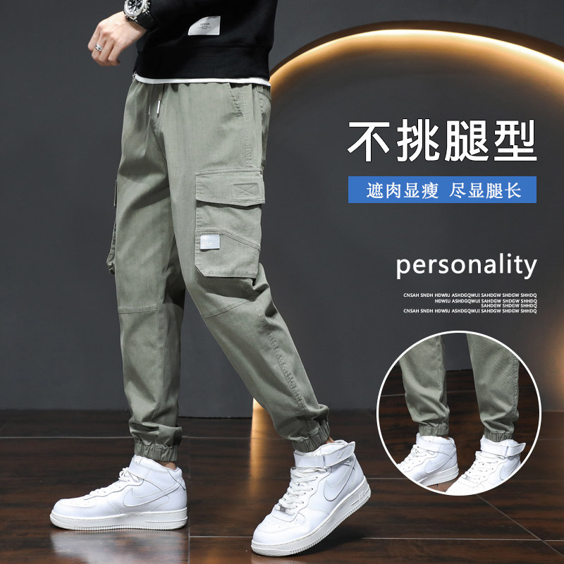 工装裤男秋季百搭大码束脚宽松潮牌嘻哈超火休闲裤图片