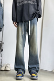 美式微喇牛仔裤男款秋冬松紧腰宽松直筒潮流百搭休闲裤K1931-P45，男装牛仔裤，星座610（原A335）