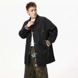 大码风衣男2025秋翻领时尚痞帅休闲宽松中长款外套上衣Q5539-P78，男装风衣，星座610（原A335）