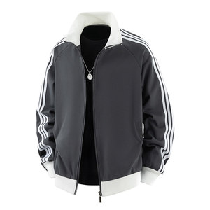 復古美式條紋立領夾克春新款日系百搭oversize外套潮Q5567-P50，男裝夾克，星座610（原A335）