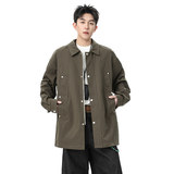 夹克男2025新款高级感痞帅秋季宽松中长版风衣外套Q5539-P78，男装夹克，星座610（原A335）