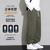 休闲裤男春季新款宽松直筒裤裤潮流美式纯棉运动长裤Z9993-P48，女装休闲裤，星座610（原A335）