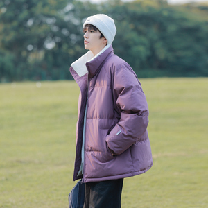 2025冬天新款简约百搭加绒加厚立领面包服情侣款休闲棉服M111-P70图片