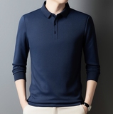 男士长袖t恤上衣服翻领polo衫爸爸装秋季新款打底衫PL5588-特P30，男装T恤，星座610（原A335）