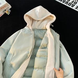 假两件棉服男2025新款冬季加棉保暖连帽棉袄外套MY2583-P85图片