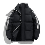 港风三条杠面包服冬季立领纯色加厚上衣外套棉衣男MY7777-P70，男装棉衣，星座610（原A335）