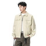 男秋季薄款宽松翻领2025新款皮夹克韩系潮流痞帅机车服Q5553-P75，男装夹克，星座610（原A335）