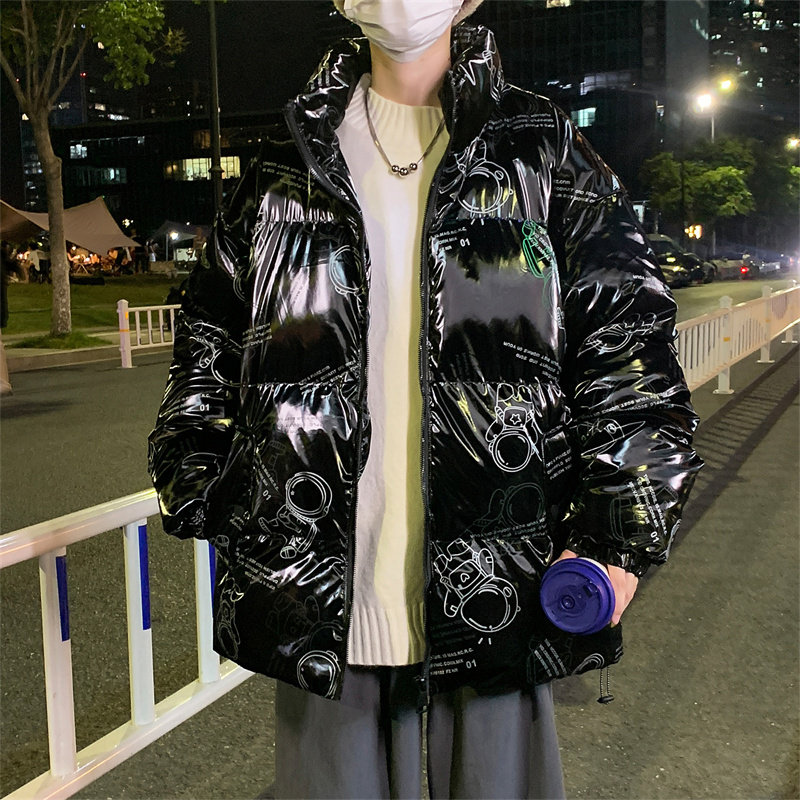 夜间面料发亮 冬季新款男士潮流休闲加厚保暖棉衣外套MY006图片