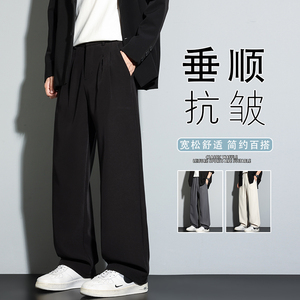 宽松垂感直筒潮流休闲裤男士2025秋季新款高级潮流西裤K6636-P50图片
