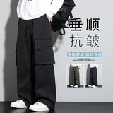 户外工装裤男款秋季潮牌阔腿直筒美式褶皱休闲长裤K6687-P45，男装工装外套，星座610（原A335）