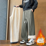 休闲裤子男士冬季潮牌新款直筒裤男生加绒阔腿长裤JR29190-P45，男装卫衣，星座610（原A335）