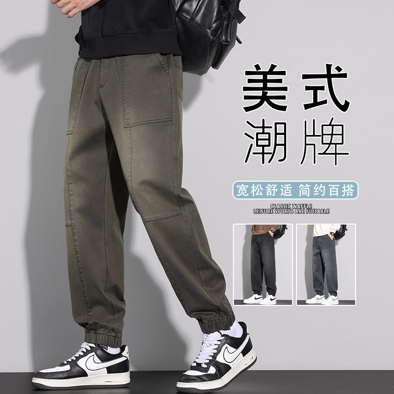 束脚裤男2025秋季美式复古莱赛尔抗皱休闲裤K6655-P52图片