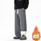 加绒加厚菱格纹休闲裤男冬季保暖直筒宽松通勤棉裤JR29183-P40，男装棉衣，星座610（原A335）