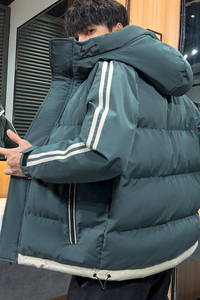 冬季棉衣男潮牌加厚保暖韩版帅气两道杠连帽棉服MY2033图片