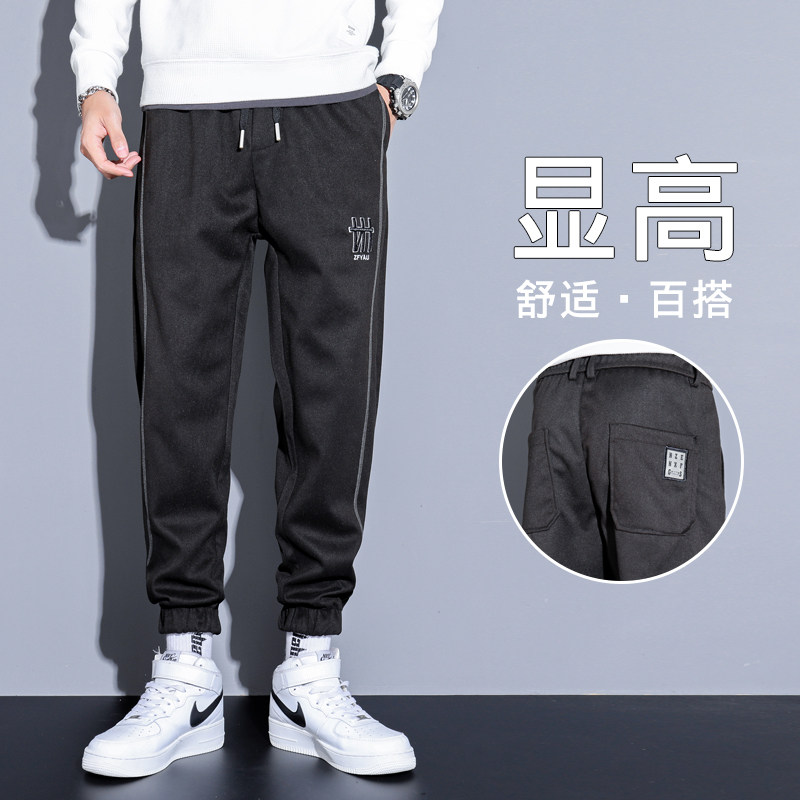 休闲裤男时尚韩版秋冬痞帅卫裤简约时尚百搭潮流运动裤W图片