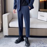 毛呢裤子男韩版潮流秋春季新款九分小西裤修身加厚休闲裤CY86-P48，男装西裤，星座610（原A335）
