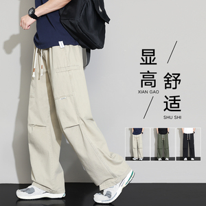 工装裤子男春季新款宽松直筒裤拼接褶皱美式潮牌伞兵裤K2715-P50图片