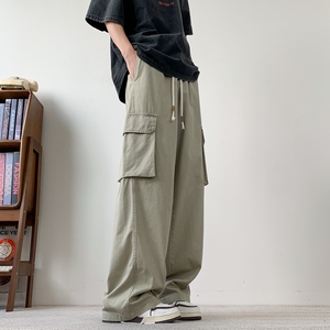 大口袋工装裤男士夏季新款美式潮牌阔腿裤子直筒休闲裤K2711-P52图片
