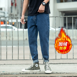 2021秋冬新款牛仔裤青少年潮流坠感滑板男女宽松直筒K8001-P50图片