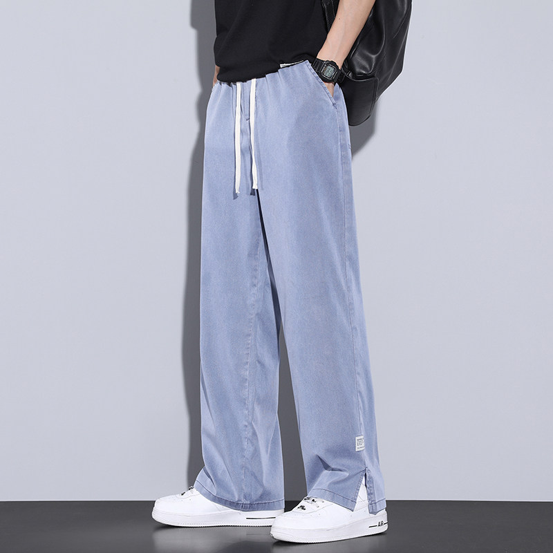 夏季天丝凉感牛仔裤男士时尚潮牌休闲宽松阔腿裤子K1167-P45图片